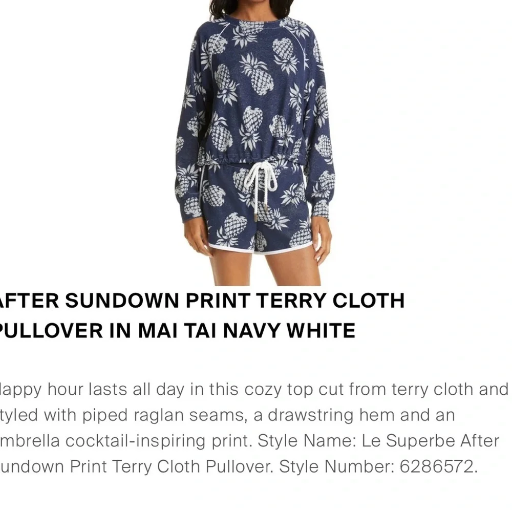 Le Superbe NWT Sz S After Sundown Mai Tai Lounge Set Navy & Off White
